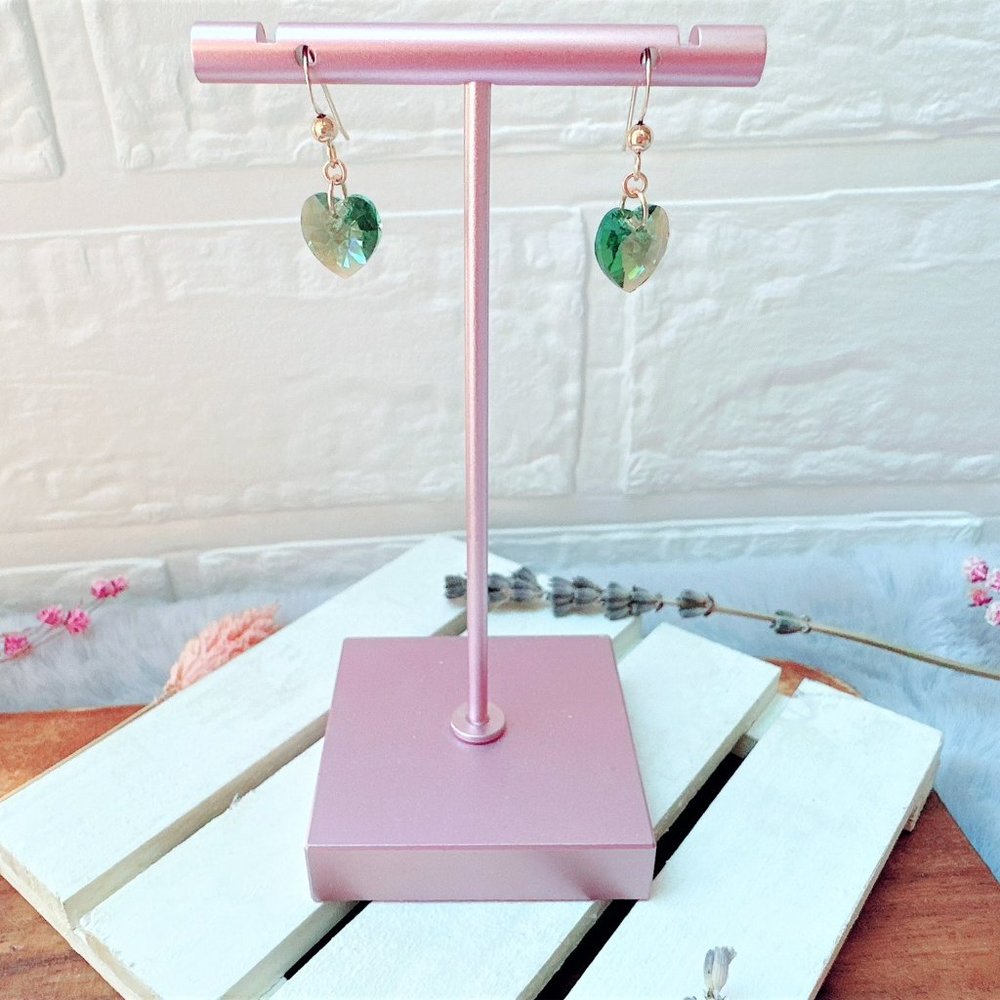 14k Gold-Filled Crystal Heart Earrings | Handmade in BC - Picture 3 of 3